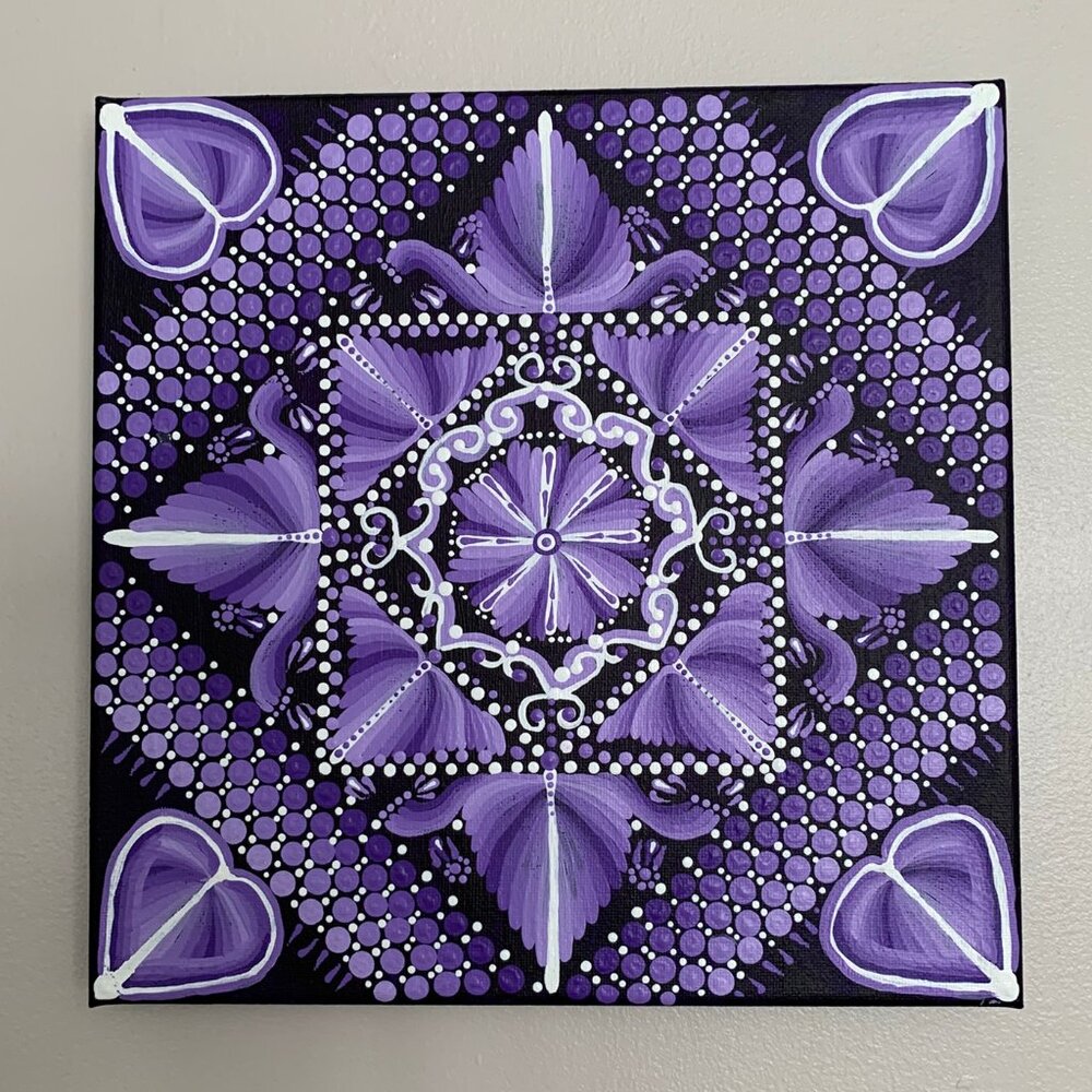 Hand Painted 10 x 10" Acrylic Art Purple